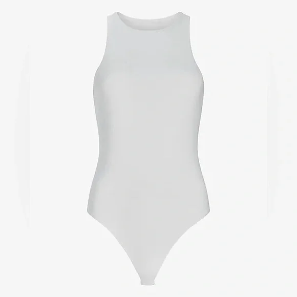 EXPRESS BODY CONTOUR COMPRESSION HIGH NECK BODYSUIT SIZE MEDIUM IN WHITE - Picture 4 of 16